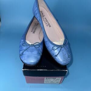 Paul Mayer Attitudes Blue Ballet Flats Size 6.5 B Snake Print Leather New Read